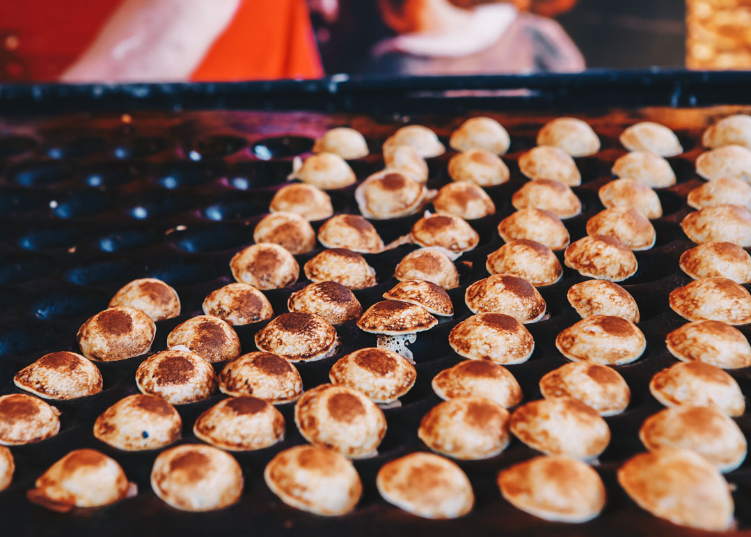 Freshly baked poffertjes (miniature pancakes) at Albert Cuyp market